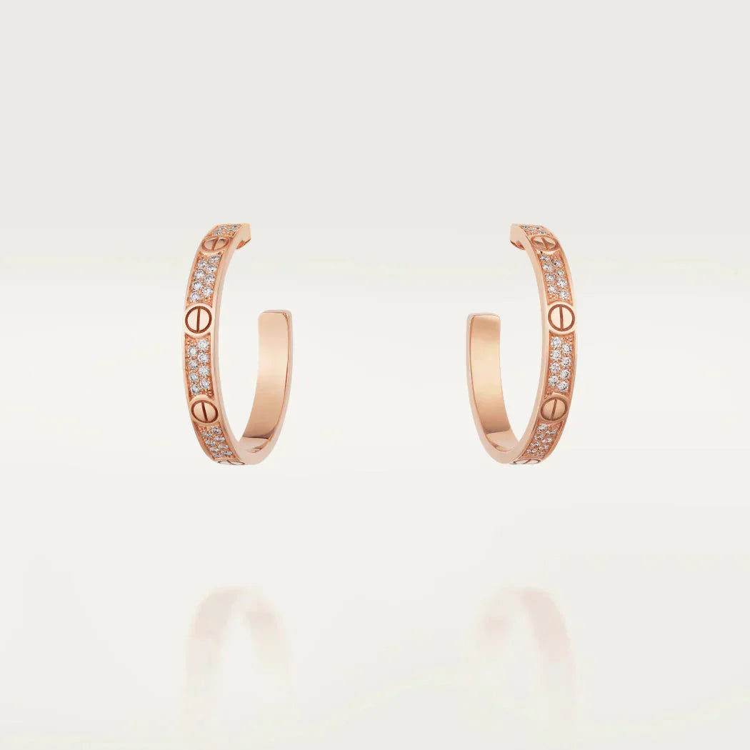 [ECHO ]LOVE DIAMOND PINK GOLD HOOP EARRINGS