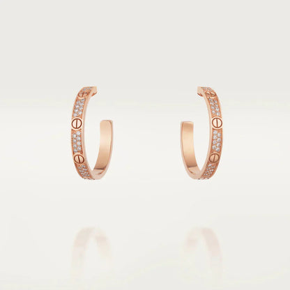 [ECHO ]LOVE DIAMOND PINK GOLD HOOP EARRINGS