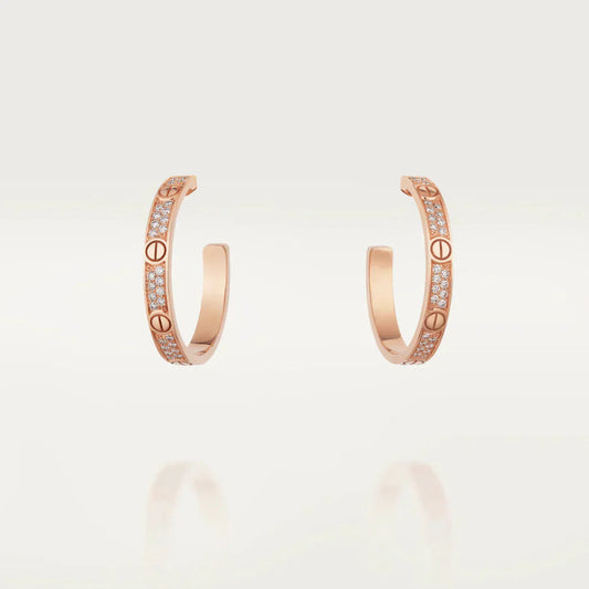 [ECHO ]LOVE DIAMOND PINK GOLD HOOP EARRINGS