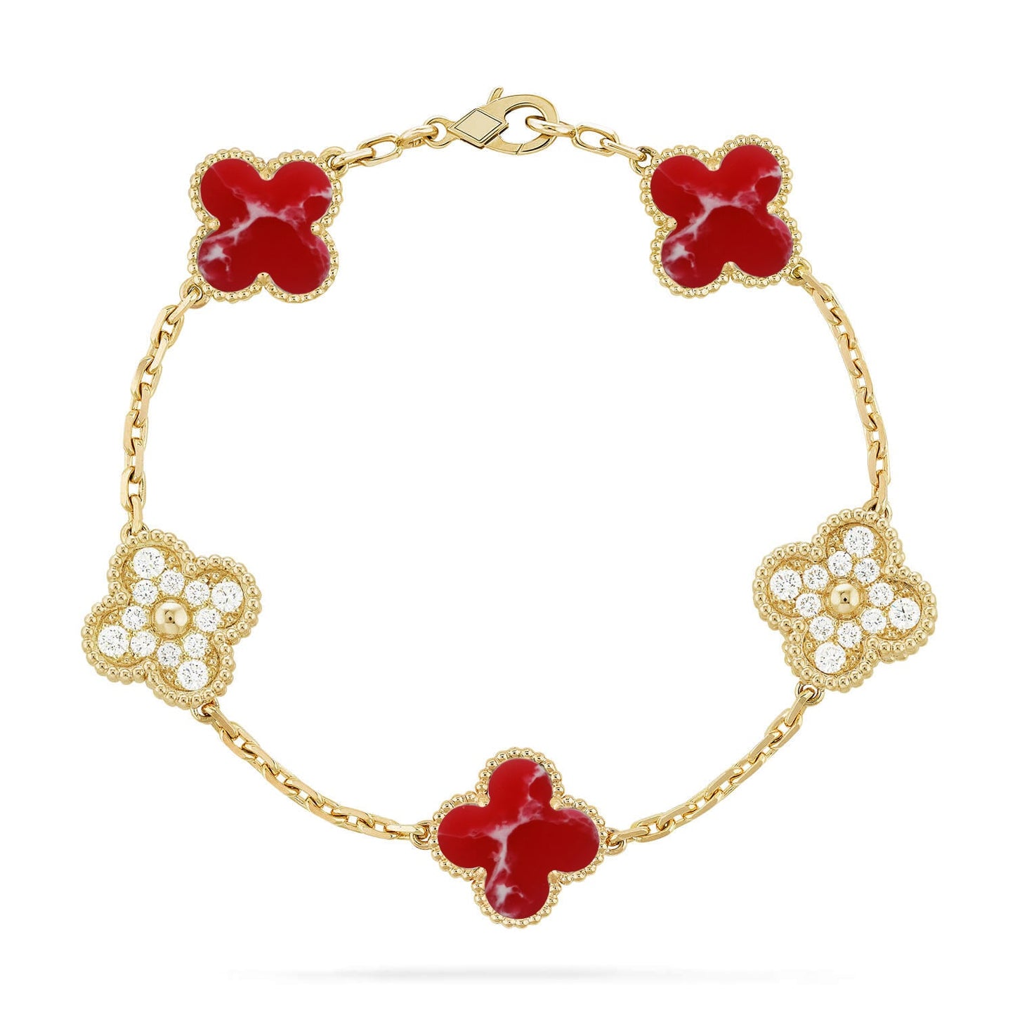 [ECHO ]CLOVER 5 MOTIF RED PATTERN BRACELET COLLECTION
