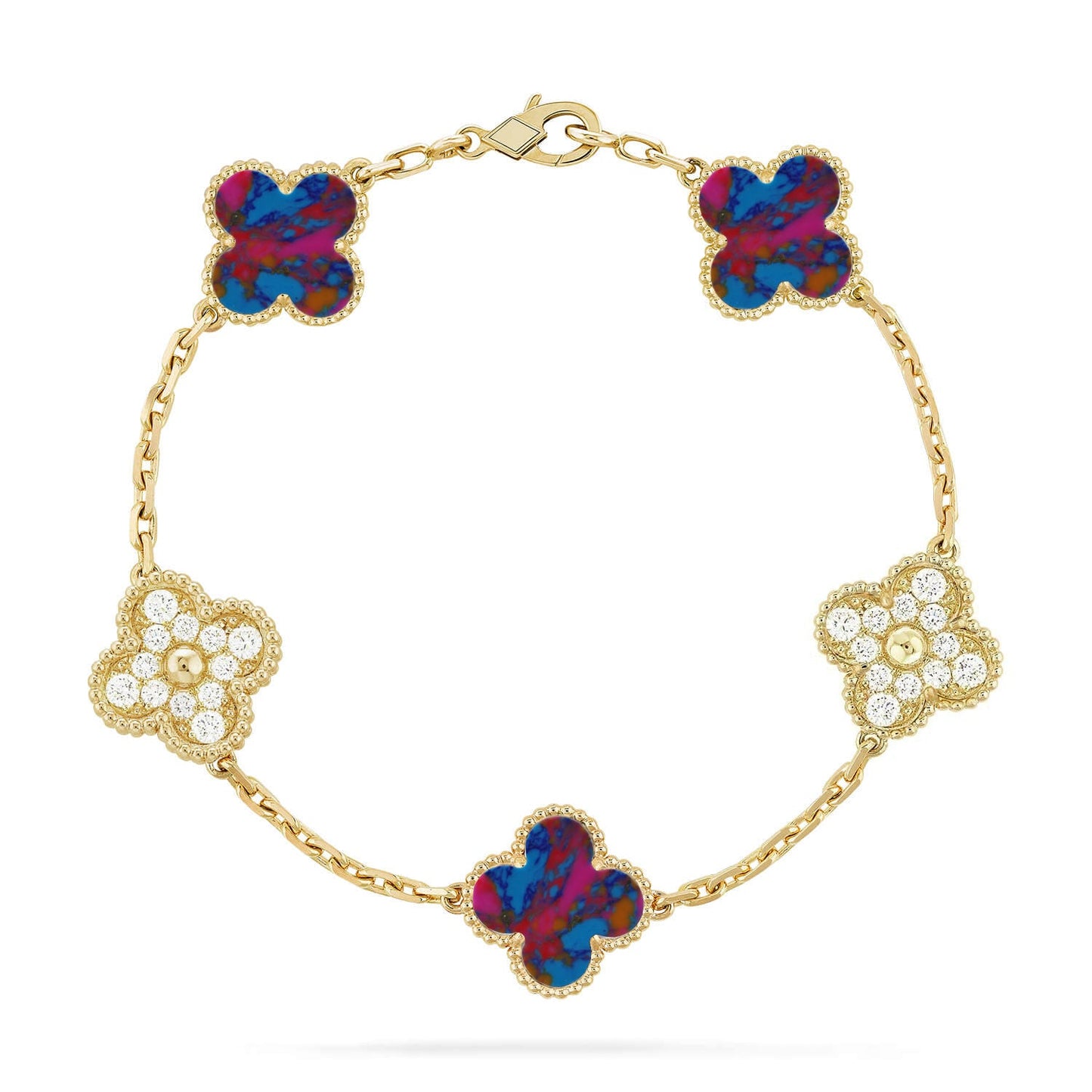 [ECHO ]CLOVER 5 MOTIF COLOR GEMSTONES BRACELET COLLECTION