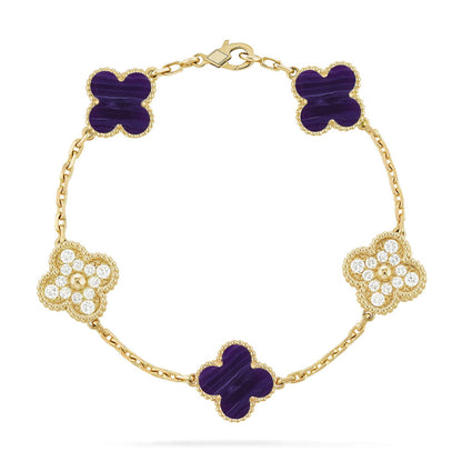 [ECHO ]CLOVER 5 MOTIF PURPLE STRIPES BRACELET COLLECTION