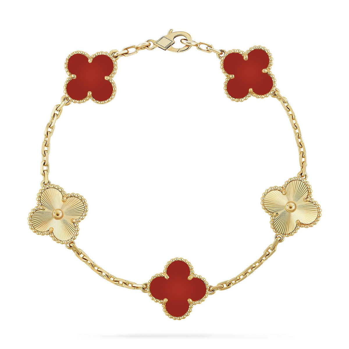 [ECHO ] CLOVER 5 MOTIF RED CORNELIAN BRACELET COLLECTION