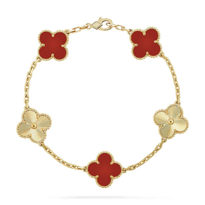 [ECHO ] CLOVER 5 MOTIF RED CORNELIAN BRACELET COLLECTION