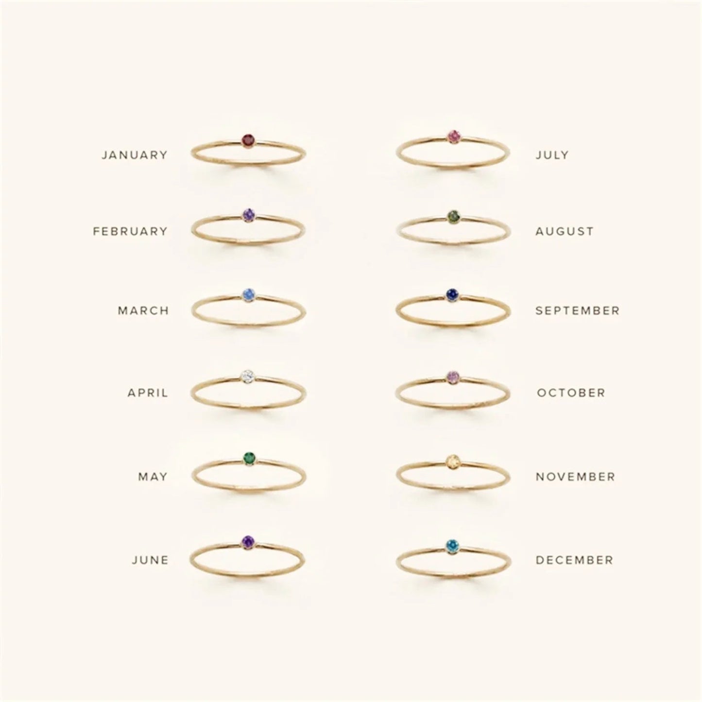 [Echo Fine]Amelia Birthstone Stacker Ring