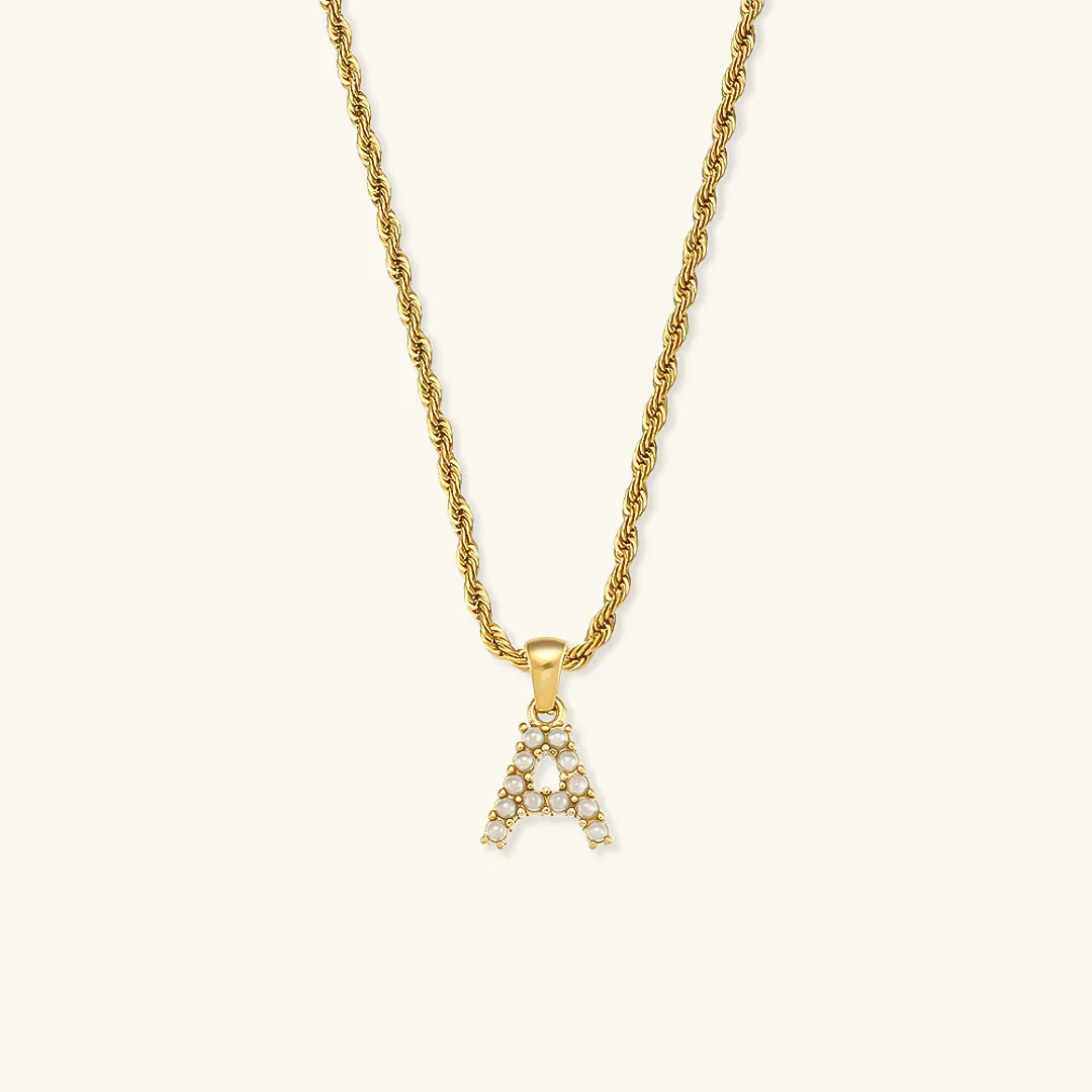 [Echo Fine]Elodie Initial Letter Pearl Necklace