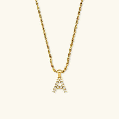 [Echo Fine]Elodie Initial Letter Pearl Necklace