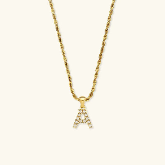 [Echo Fine]Elodie Initial Letter Pearl Necklace