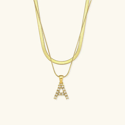 [Echo Fine]Fiona Layered Gold Initial Letter Necklace