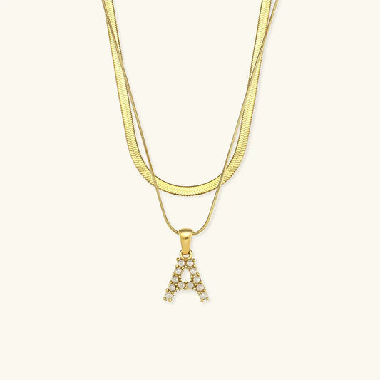 [Echo Fine]Fiona Layered Gold Initial Letter Necklace