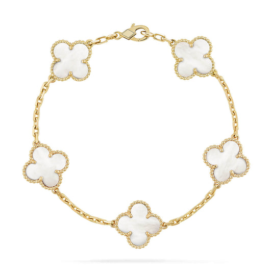 [ECHO ]CLOVER  5 MOTIF WHITE MOP BRACELET