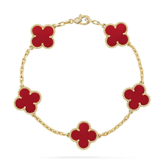 [ECHO ]CLOVER 5 MOTIFS RED AGATE  BRACELET