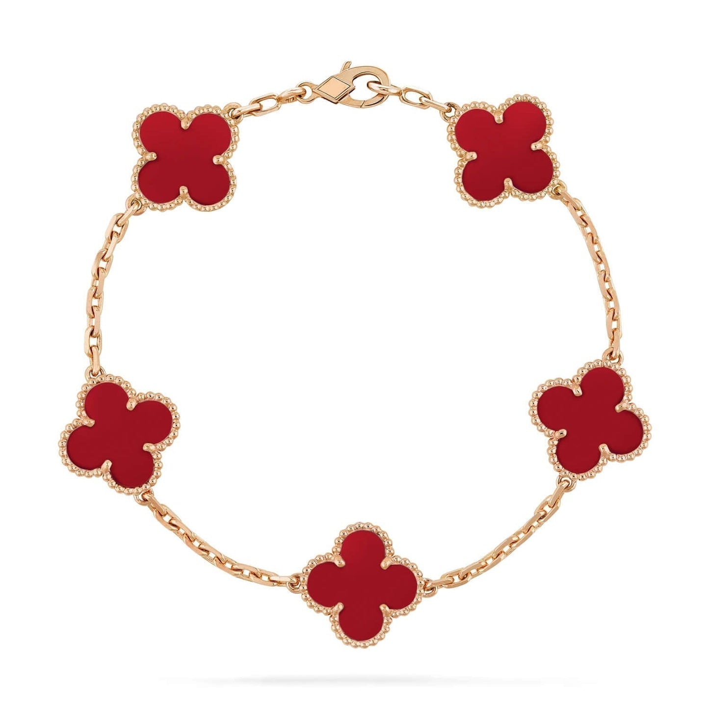 [ECHO ]CLOVER 5 MOTIFS RED AGATE  BRACELET