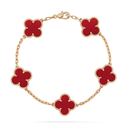 [ECHO ]CLOVER 5 MOTIFS RED AGATE  BRACELET