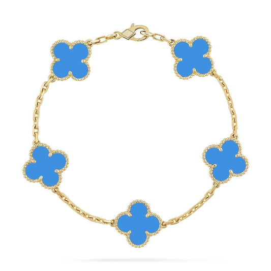 [ECHO ]CLOVER 5 MOTIFS BLUE AGATE BRACELET