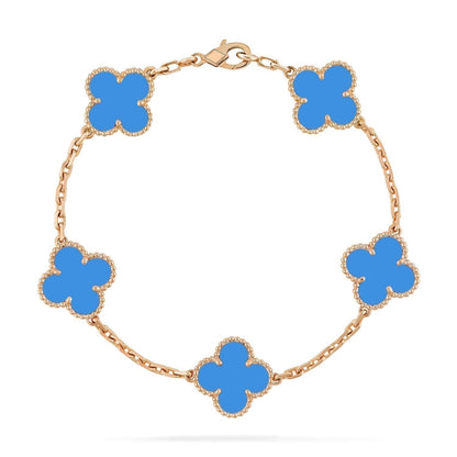 [ECHO ]CLOVER 5 MOTIFS BLUE AGATE BRACELET