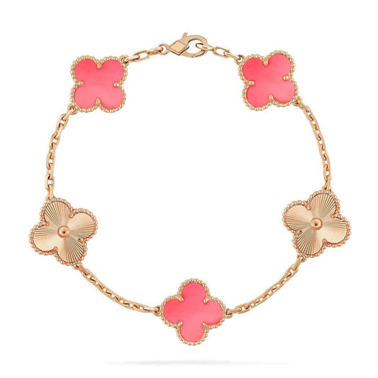 [ECHO ]CLOVER BRACELET 5 MOTIF PINK AND PINK GOLD