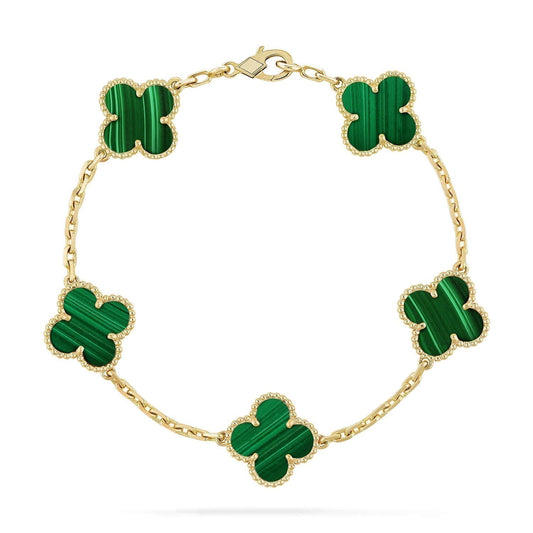 [ECHO ]CLOVER 5 MOTIFS MALACHITE BRACELET