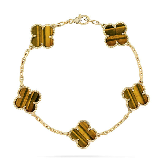 [ECHO ]CLOVER  5 MOTIFS TIGER EYE BRACELET