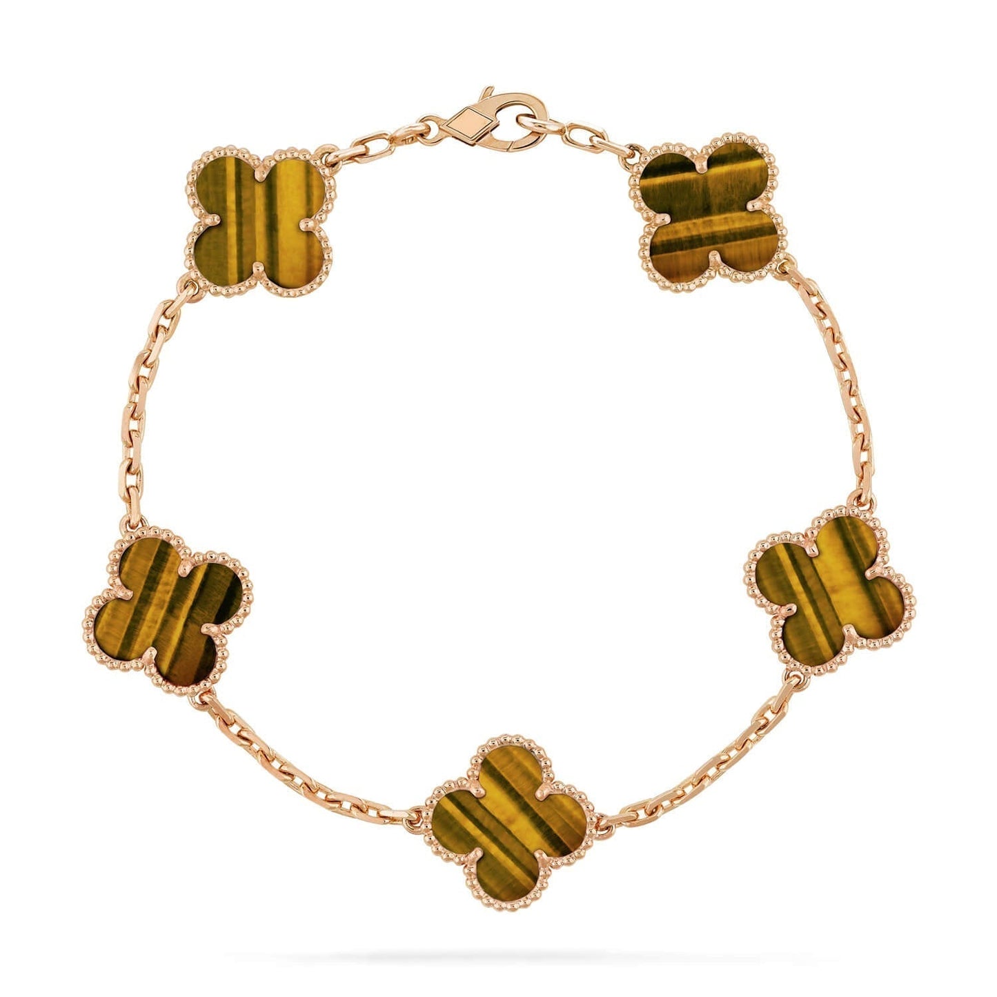 [ECHO ]CLOVER  5 MOTIFS TIGER EYE BRACELET
