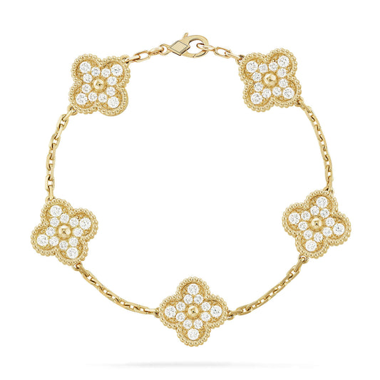 [ECHO ]CLOVER 5 MOTIFS  FULL DIAMOND BRACELET