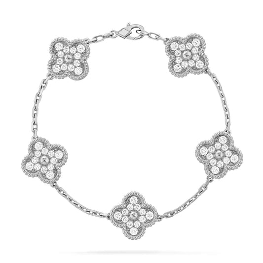 [ECHO ]CLOVER 5 MOTIFS  DIAMOND BRACELET SILVER