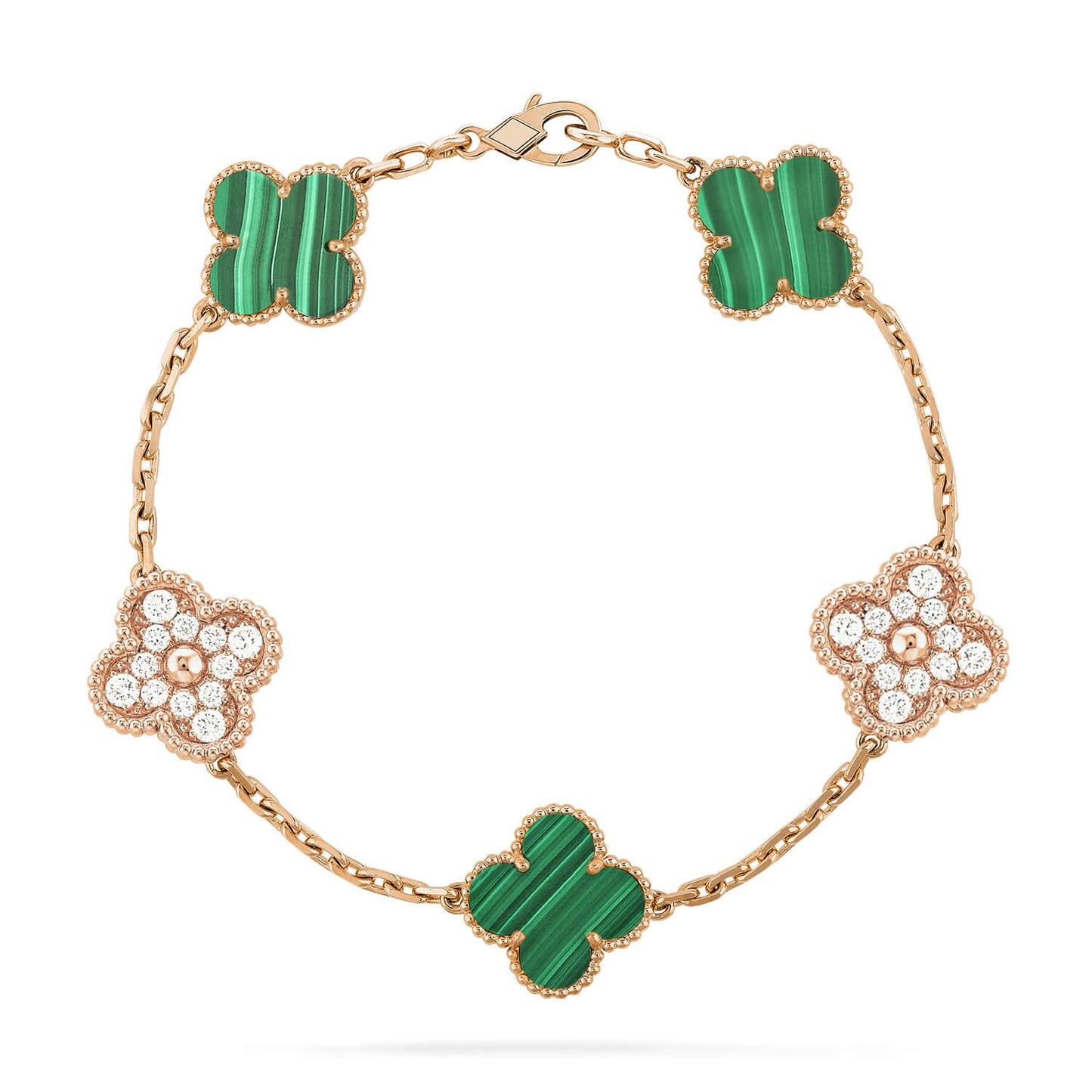 [ECHO ]CLOVER  5 MOTIF MALACHITE DIAMOND BRACELET