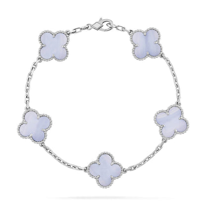 [ECHO ]CLOVER  5 MOTIF PURPLE CHALCEDONY BRACELET SILVER