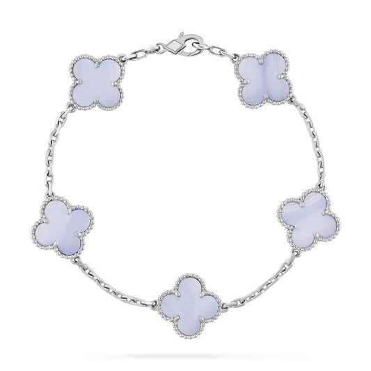 [ECHO ]CLOVER  5 MOTIF PURPLE CHALCEDONY BRACELET SILVER