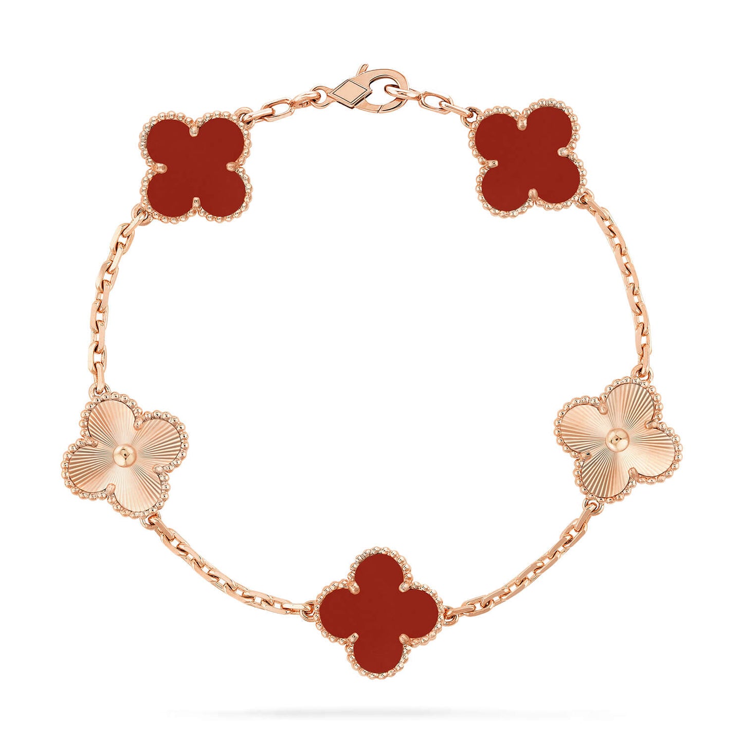 [ECHO ]CLOVER  5 MOTIFS CARNELIAN GOLD BRACELET