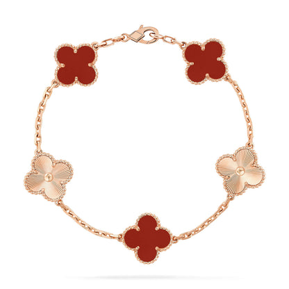 [ECHO ]CLOVER  5 MOTIFS CARNELIAN GOLD BRACELET