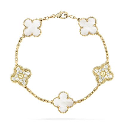 [ECHO ]CLOVER BRACELET 5 MOTIF WHITE MOP DIAMOND