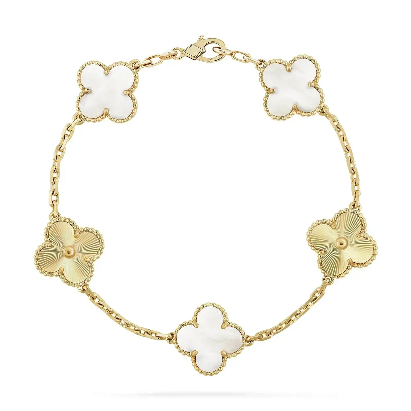 [ECHO ]CLOVER BRACELET 5 MOTIF WHITE MOP PINK GOLD