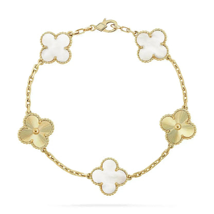 [ECHO ]CLOVER BRACELET 5 MOTIF WHITE MOP PINK GOLD