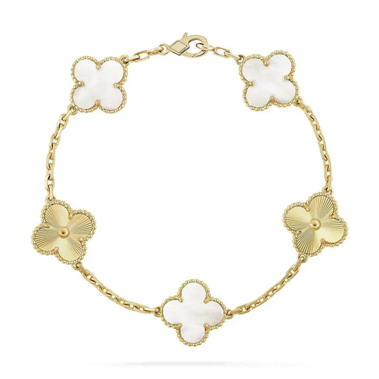 [ECHO ]CLOVER BRACELET 5 MOTIF WHITE MOP PINK GOLD