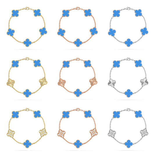[ECHO ] CLOVER 5 MOTIF BLUE AGATE BRACELET COLLECTION