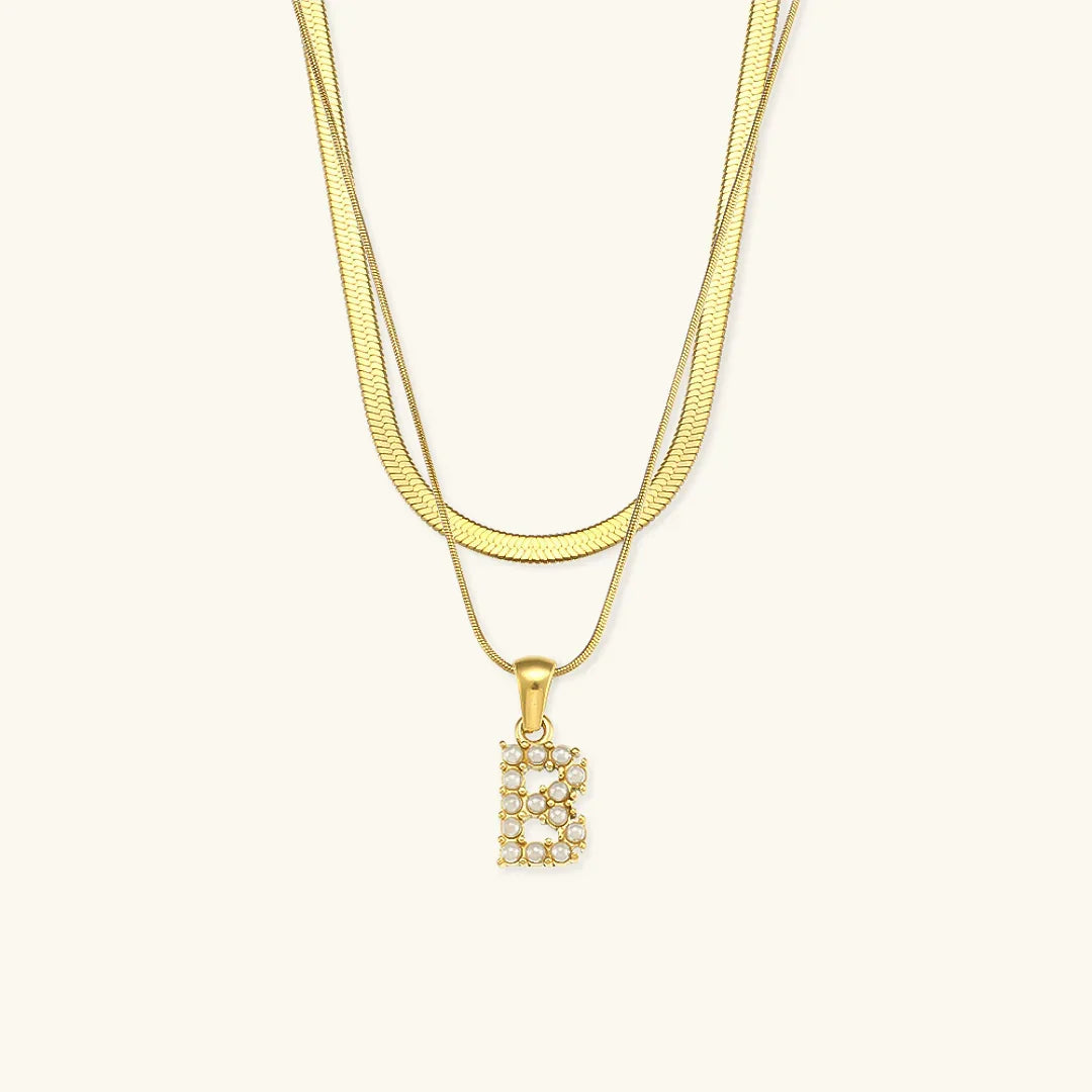 [Echo Fine]Fiona Layered Gold Initial Letter Necklace