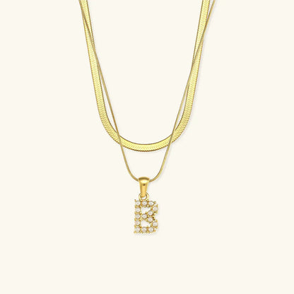 [Echo Fine]Fiona Layered Gold Initial Letter Necklace