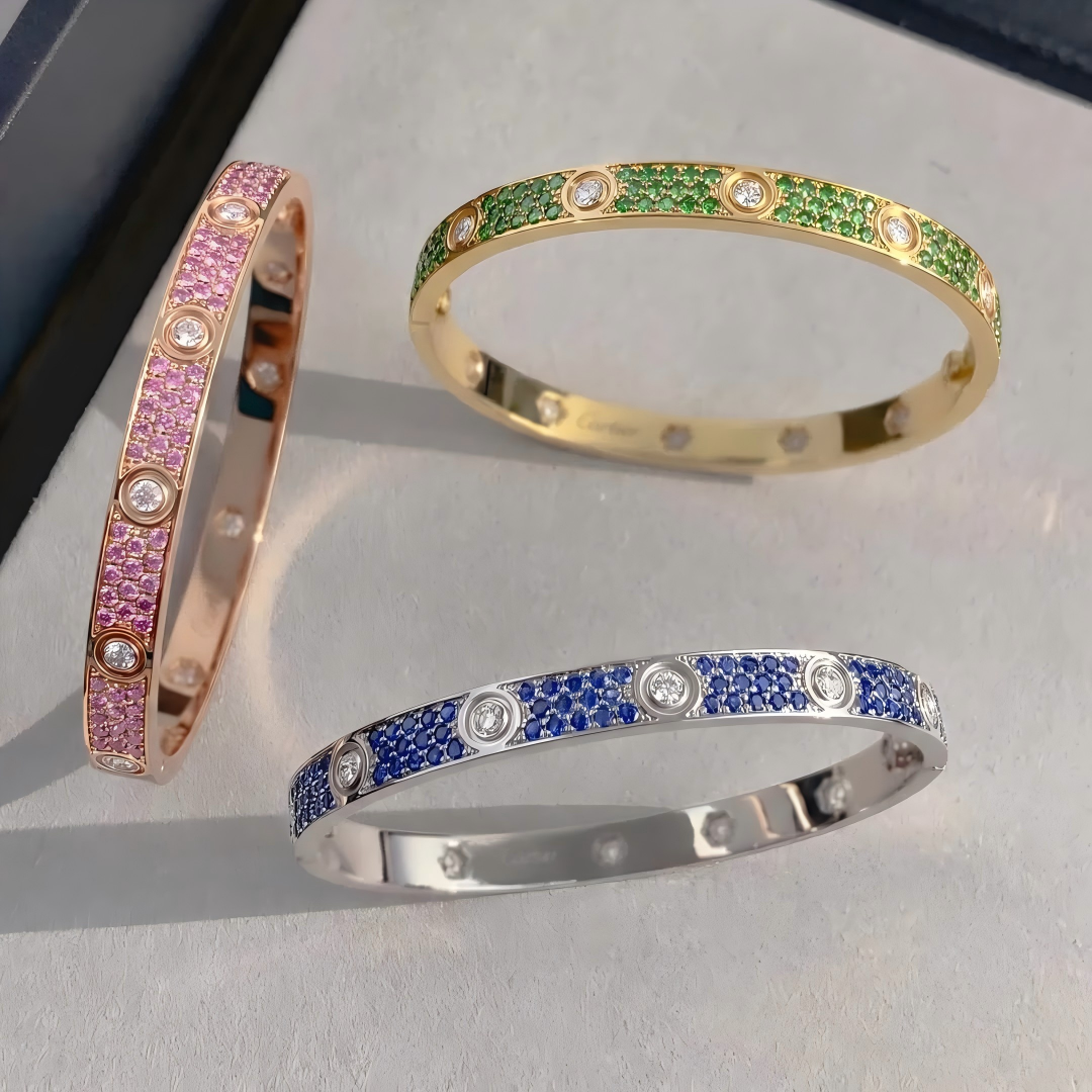 [ECHO]2026 PAVE GEMSTONE LOVE BRACELET 6.1MM 10 DIAMONDS