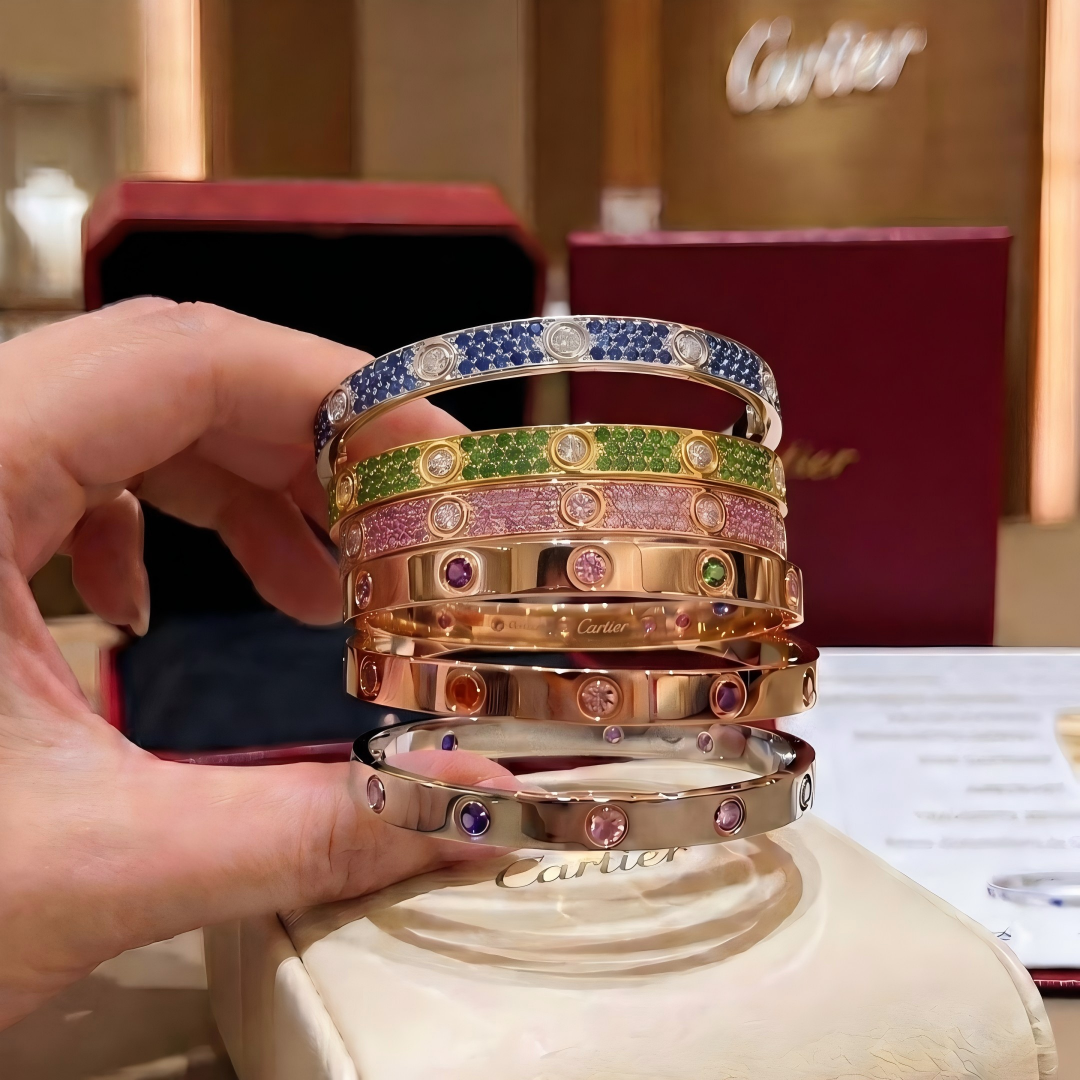 [ECHO]2026 PAVE GEMSTONE LOVE BRACELET 6.1MM 10 DIAMONDS