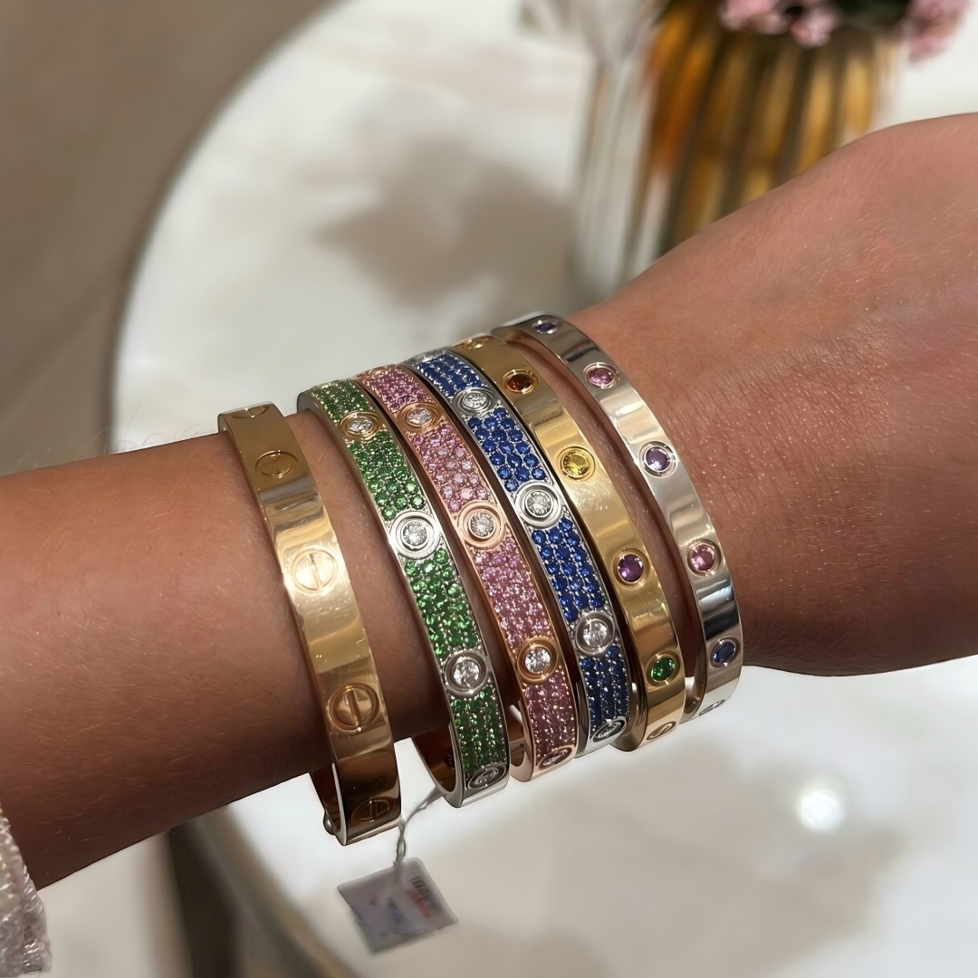 [ECHO]2026 PAVE GEMSTONE LOVE BRACELET 6.1MM 10 DIAMONDS