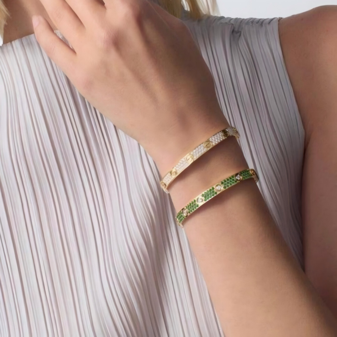 [ECHO]2026 PAVE GEMSTONE LOVE BRACELET 6.1MM 10 DIAMONDS