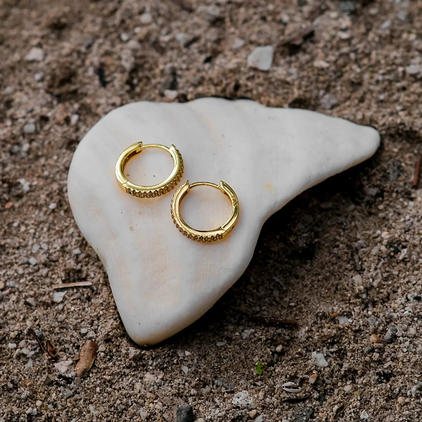 [Echo Fine]Cathy Paved Hoop Earrings