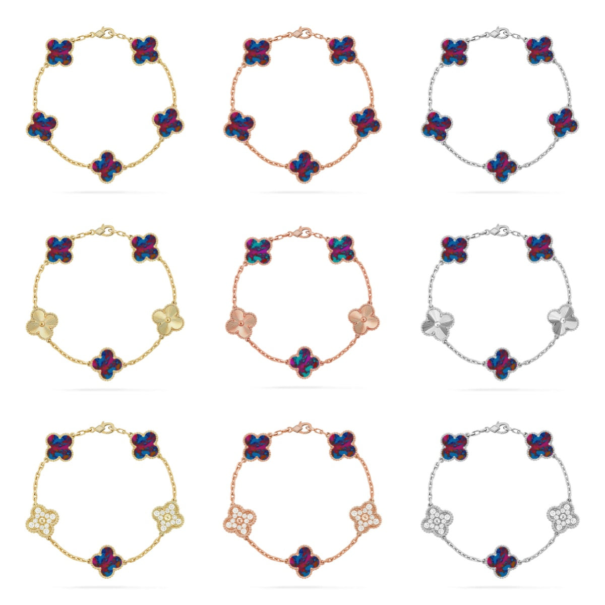 [ECHO ]CLOVER 5 MOTIF COLOR GEMSTONES BRACELET COLLECTION