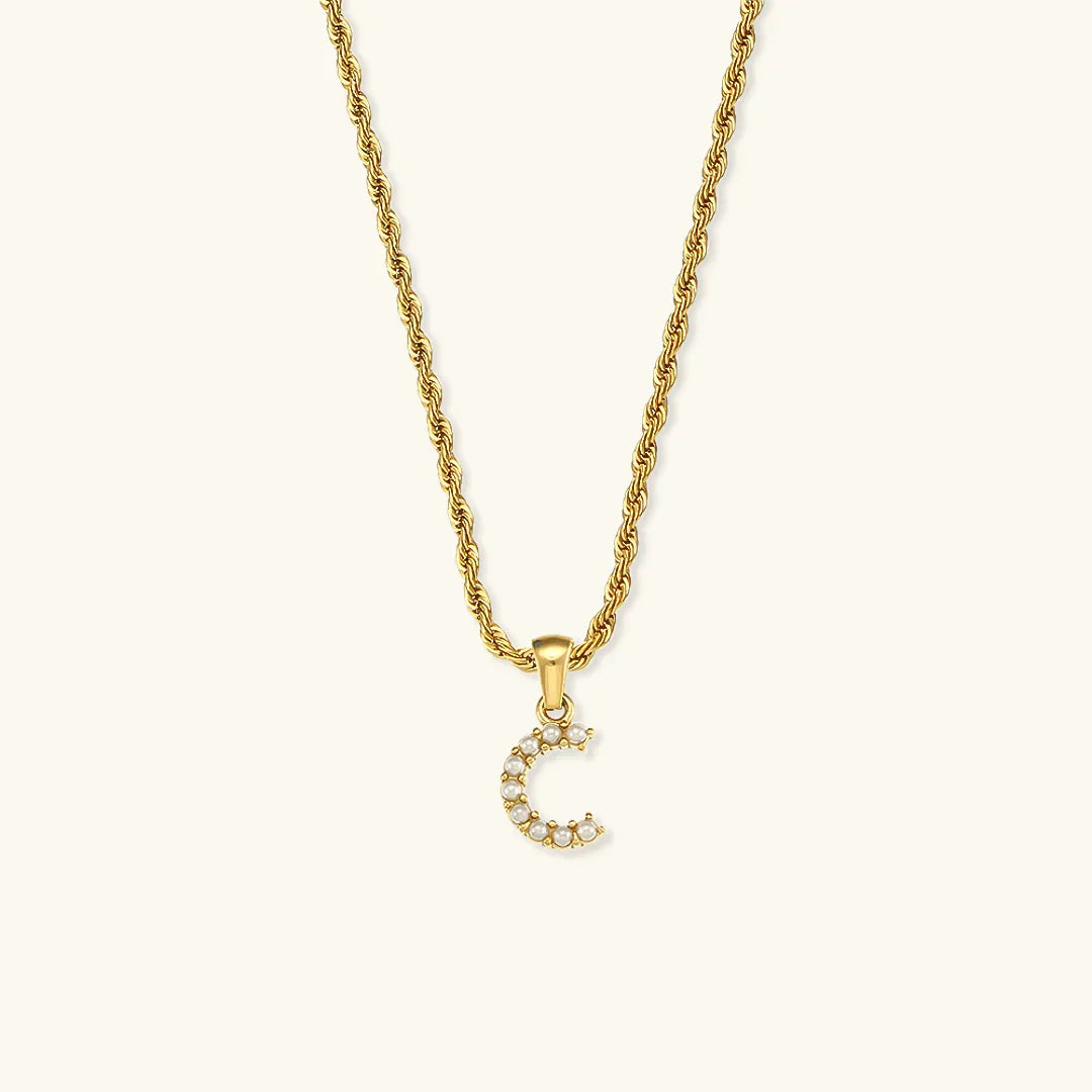 [Echo Fine]Elodie Initial Letter Pearl Necklace