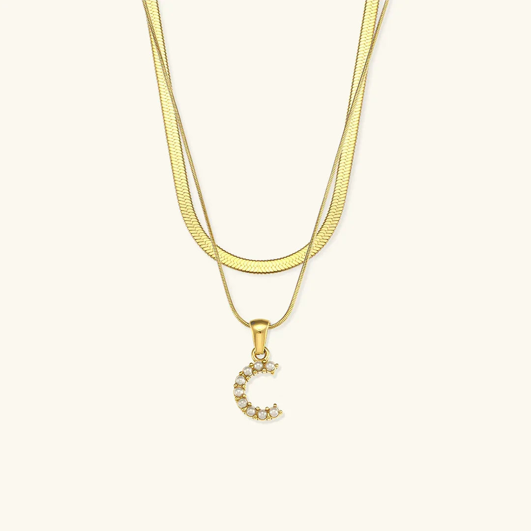 [Echo Fine]Fiona Layered Gold Initial Letter Necklace