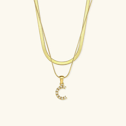 [Echo Fine]Fiona Layered Gold Initial Letter Necklace