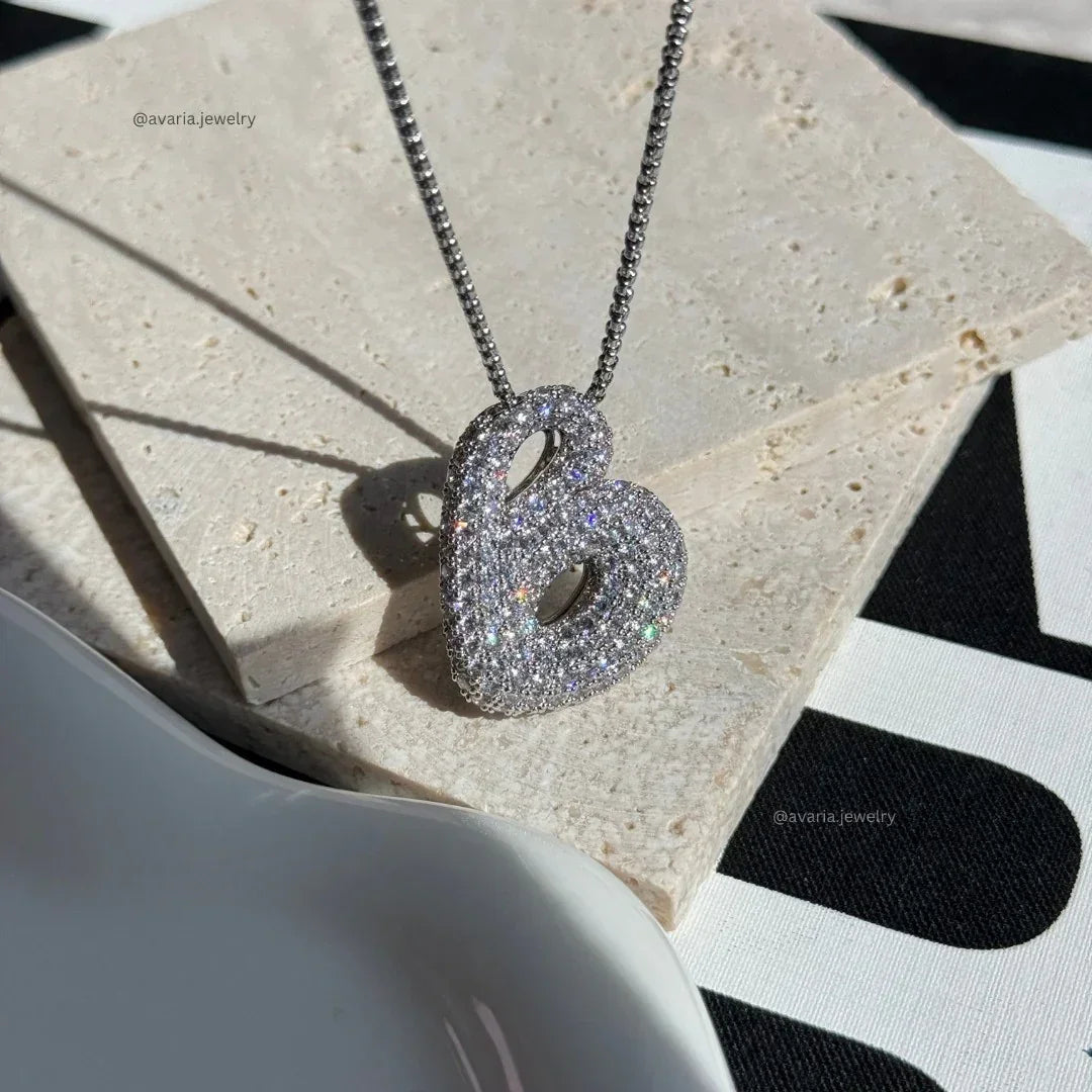 [Echo Fine]Bubble Initial Diamond Necklace