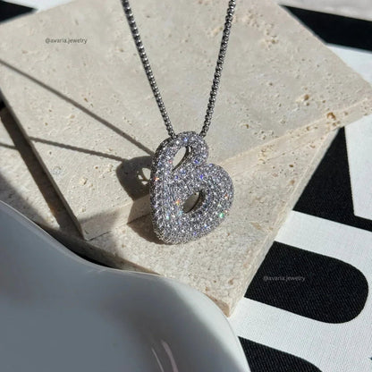 [Echo Fine]Bubble Initial Diamond Necklace