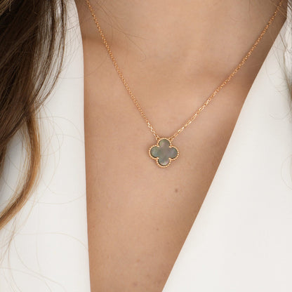 [ECHO ]CLOVER 15MM  GRAY MOTHER OF PEARL NECKLACE